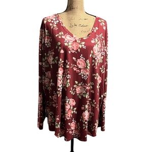 Super Soft Unbranded Floral V-Neck Long Sleeve Tunic